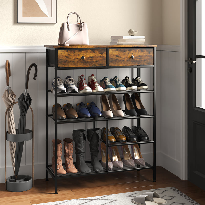 Advwin Shoe Rack Shoe Storage Organizer with 2 Drawers