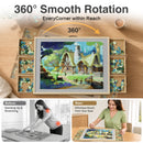 Advwin 1500PCS Wooden Puzzle Table w/ 360° Swivel & 4 Angles