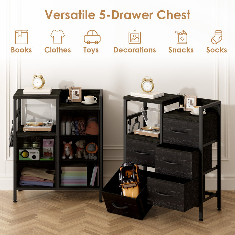 Advwin Chest of 5 Drawers Storage Cabinet