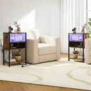 Advwin LED Bedside Table with Charging Station Set of 2