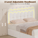Advwin Hidden Storage Bed Frame w/ Charging Station Beige