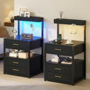 Advwin black bedside table with LED lights