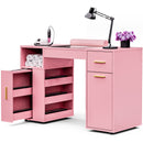 Advwin Manicure Table Glass Top w/Dust Collector Pink