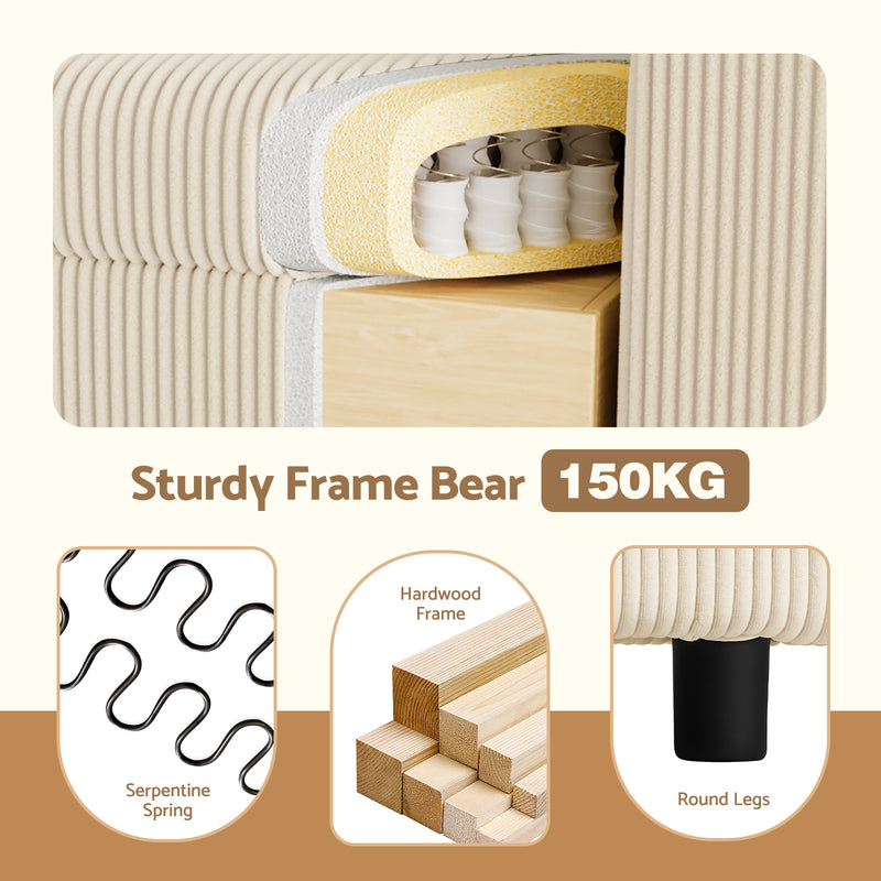 Advwin Corduroy Modular Sofa with Storage 256cm