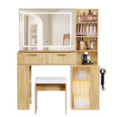 Advwin Flutted Dressing Table w/ HD Mirror & LED Lights