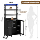 Advwin LED Wine Bar Cabinet with Charging Station Black