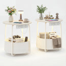 Advwin Small Round Side Table w/ Charging Station