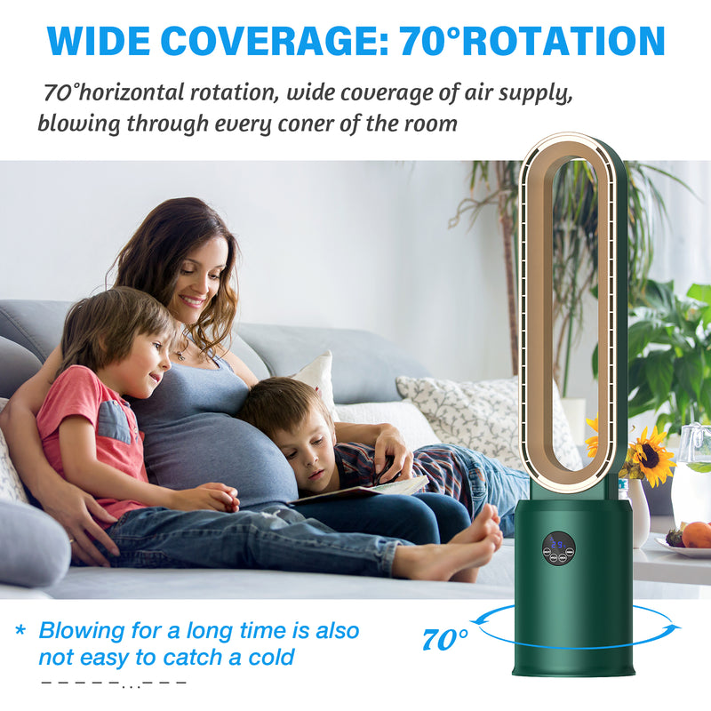 Advwin Bladeless Tower Fan Portable Electric Green