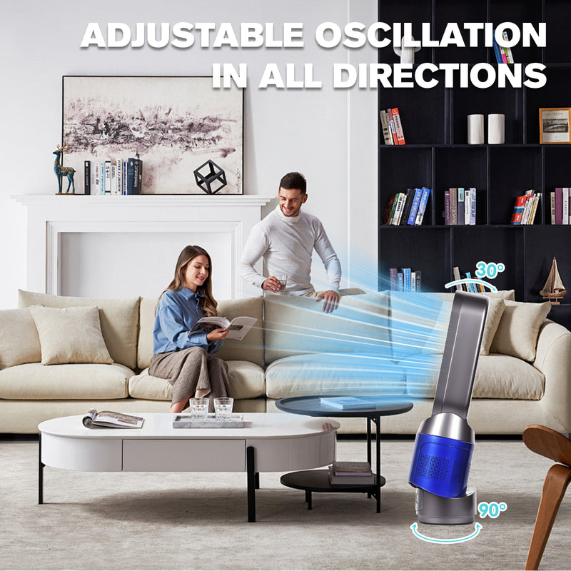 Advwin Portable Bladeless Tower Fan Black and Blue