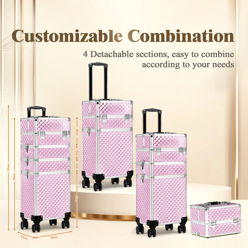Advwin 4 in 1 Makeup Trolley Case Large Capacity