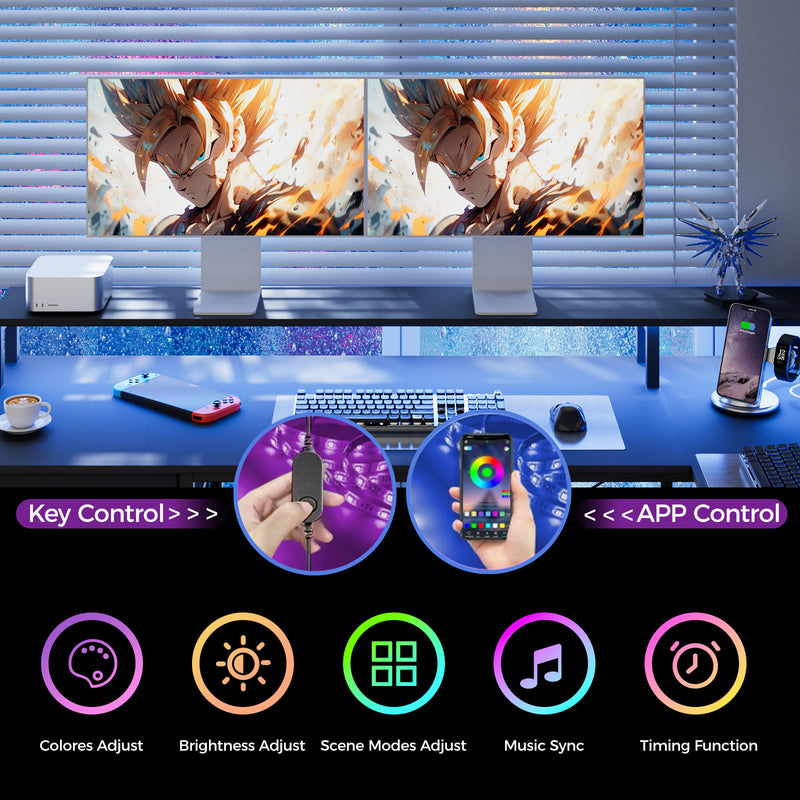 Advwin L Shaped Gaming Desk with Monitor Stand