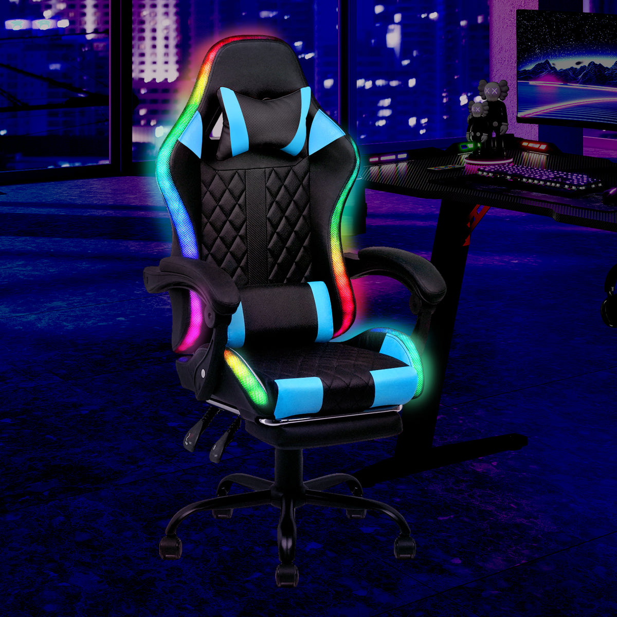 Led Lights Gaming Blue Chair Advwin Gaming Chair 12 RGB LED