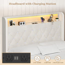 Advwin Bed Frame with Velvet Upholstered Headboard