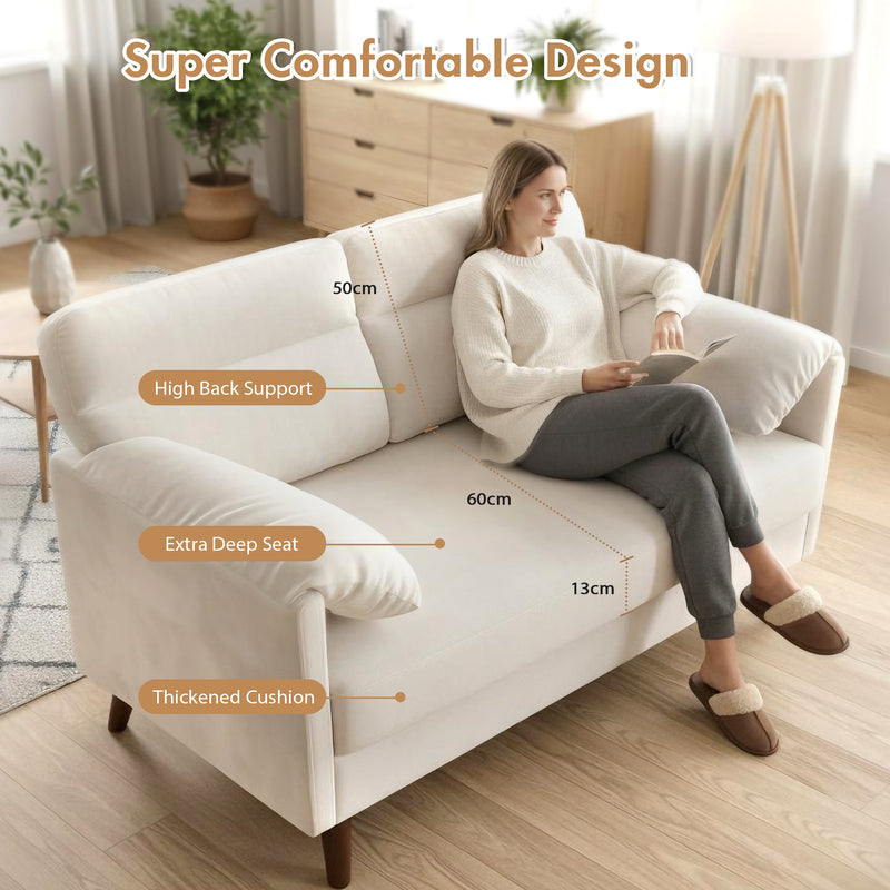 Advwin 2-Seater Velvet Fabric Loveseat Sofa 120cm