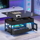 Advwin 4-in-1 LED Lift Top Coffee Table w/ Hidden Compartment