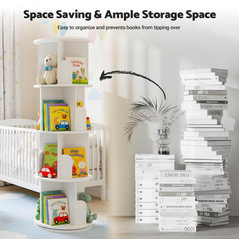 Advwin 4-Tier Rotating 360° Bookshelf Organizer