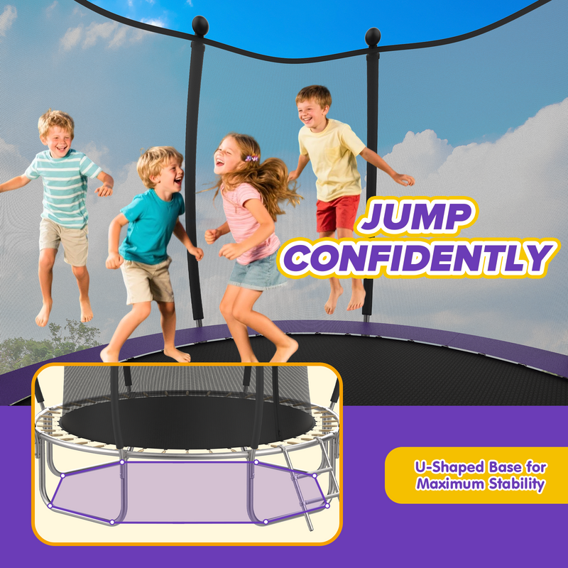 Advwin 10FT Outdoor Trampoline w/Sprinkler & LED Lights
