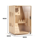 Advwin Large Wooden Cat Enclosure with Wheels & Glass Doors