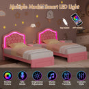 Advwin LED Velvet Bed Frame w/ Adjustable Headboard King Single
