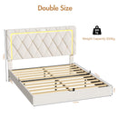 Advwin Velvet Button-Tufted Floating Bed Frame