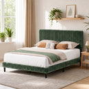 Advwin Upholstered Bed w/ Adjustable Headboard Green