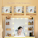 Advwin Vanity Desk with Glass Tabletop White