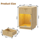 Advwin Fluted Wood Bedside Table w/ Charging Station