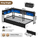 Advwin King Single Corner Bed Frame with Storage Drawers