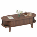 Advwin 120cm Oval Lift Top Coffee Table w/ Hidden Storage