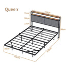 Advwin Queen Floating Bed Frame with LED Lights