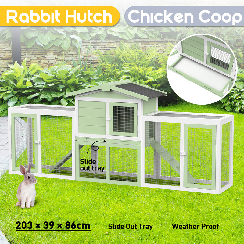 Advwin Rabbit Hutch Chicken Coop Green