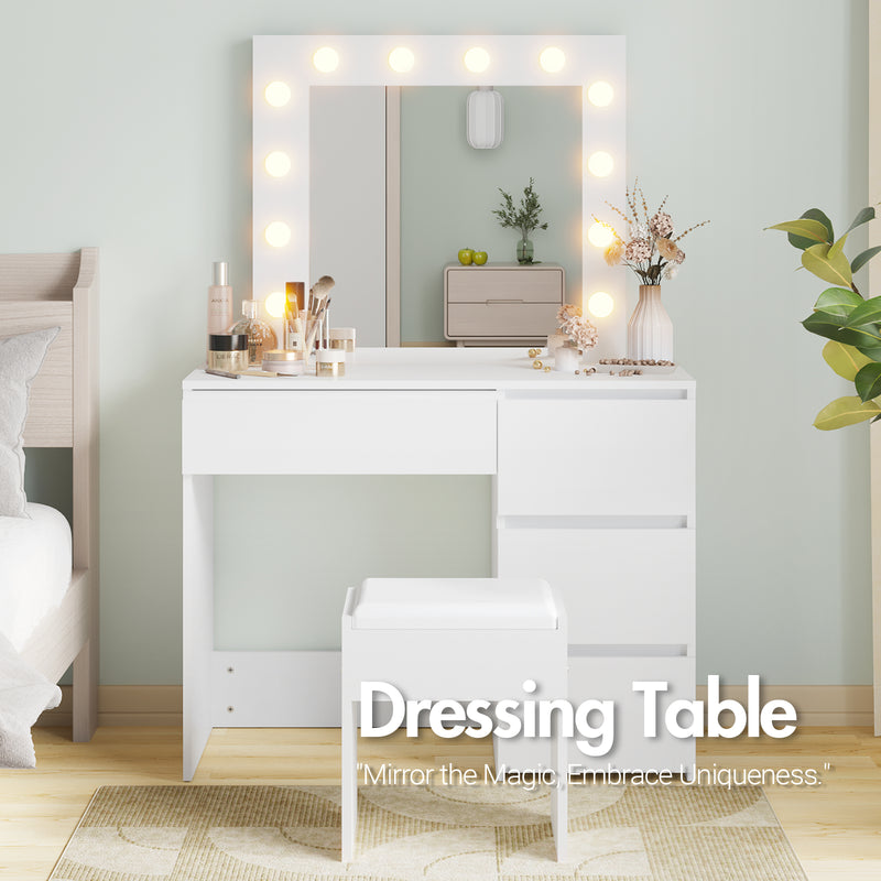 Advwin Dressing Table Stool Set 12 LED Bulbs