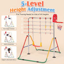 Advwin Kids Foldable Gymnastics Bar  with Basketball Hoop & Swing