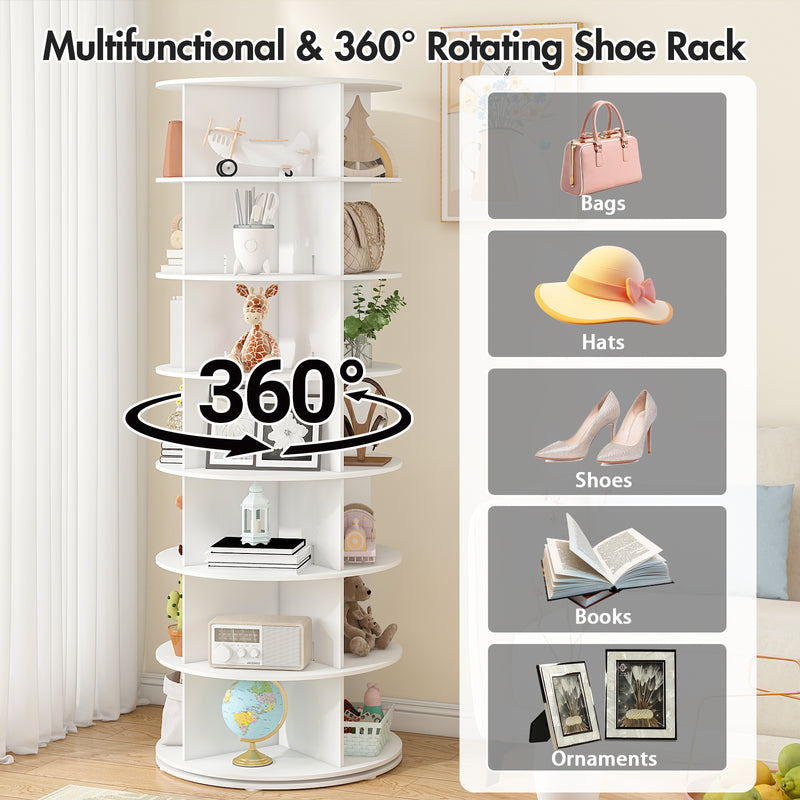 Advwin 7 Tier 360° Rotating Shoe Rack Tower White (Pre-Order)
