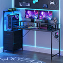 Advwin 150cm Gaming Desk with LED Lights & Storage Shelf