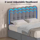 Advwin Hidden Storage Bed Frame w/ Charging Station Grey
