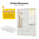 Advwin 3 Doors Armoire Wardrobe Closet with Mirror