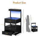 Advwin black bedside table with LED lights