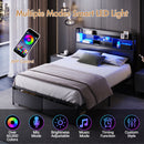 Advwin Bed Frame with RGB LED and Charging Station