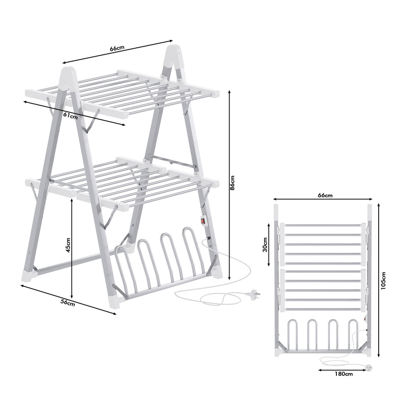 Advwin 2 Tier Freestanding Electric Heated Towel Rail