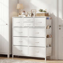 Advwin PU Dresser with 10 Drawers & Side Pockets White