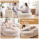 Advwin Oversized Round Chaise Lounge Sofa with Ottoman
