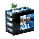 Advwin Glossy Closet Island w/ LED Lights & 8 Drawers