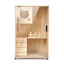 Advwin Large Wooden Cat Enclosure with Wheels & Glass Doors