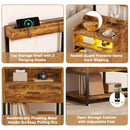 Advwin Bedside Table with Charging Station LED Lights Set of 2