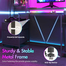 Advwin Gaming Desk with LED Lights & Power Outlets 165cm