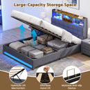 Advwin Queen Gas Lift Storage Bed Frame w/ LED