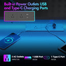 Advwin Gaming Desk with LED Lights & Power Outlets