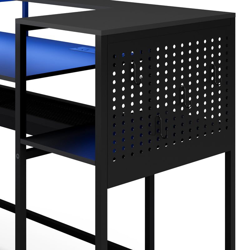 Advwin 150cm L Shaped Computer Desk w/ LED Lights