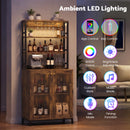 Advwin LED Wine Bar Cabinet w/ Charging Station